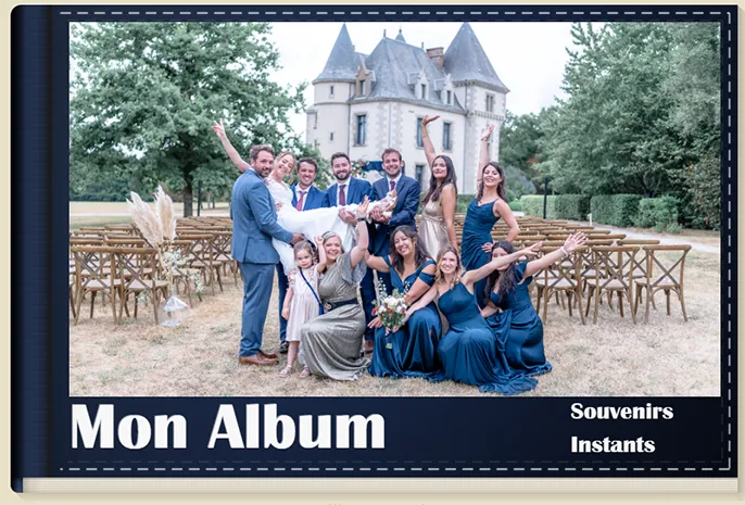Album mariage numérique couverture cuir brun