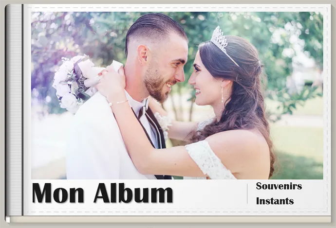 Album mariage numérique couverture toile de jute